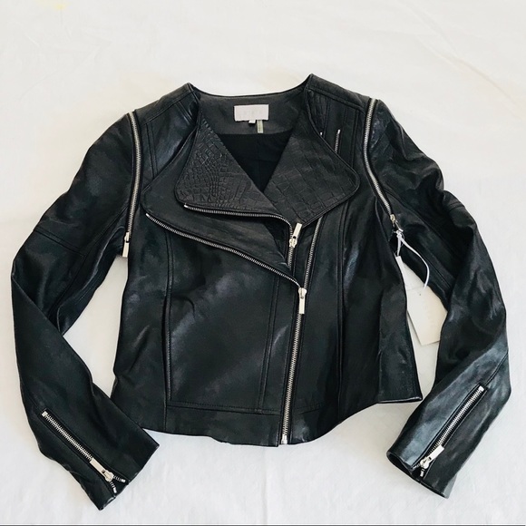 NWT**1. State***Black Biker Leather Jacket Small $498 - Picture 4 of 8